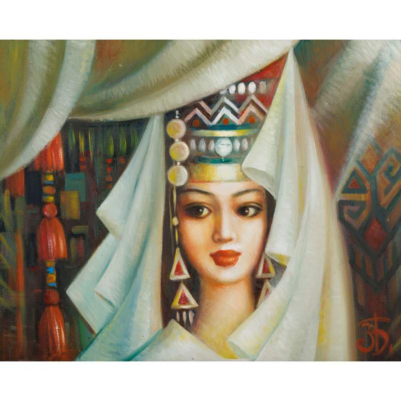 Girl wearing a saukele