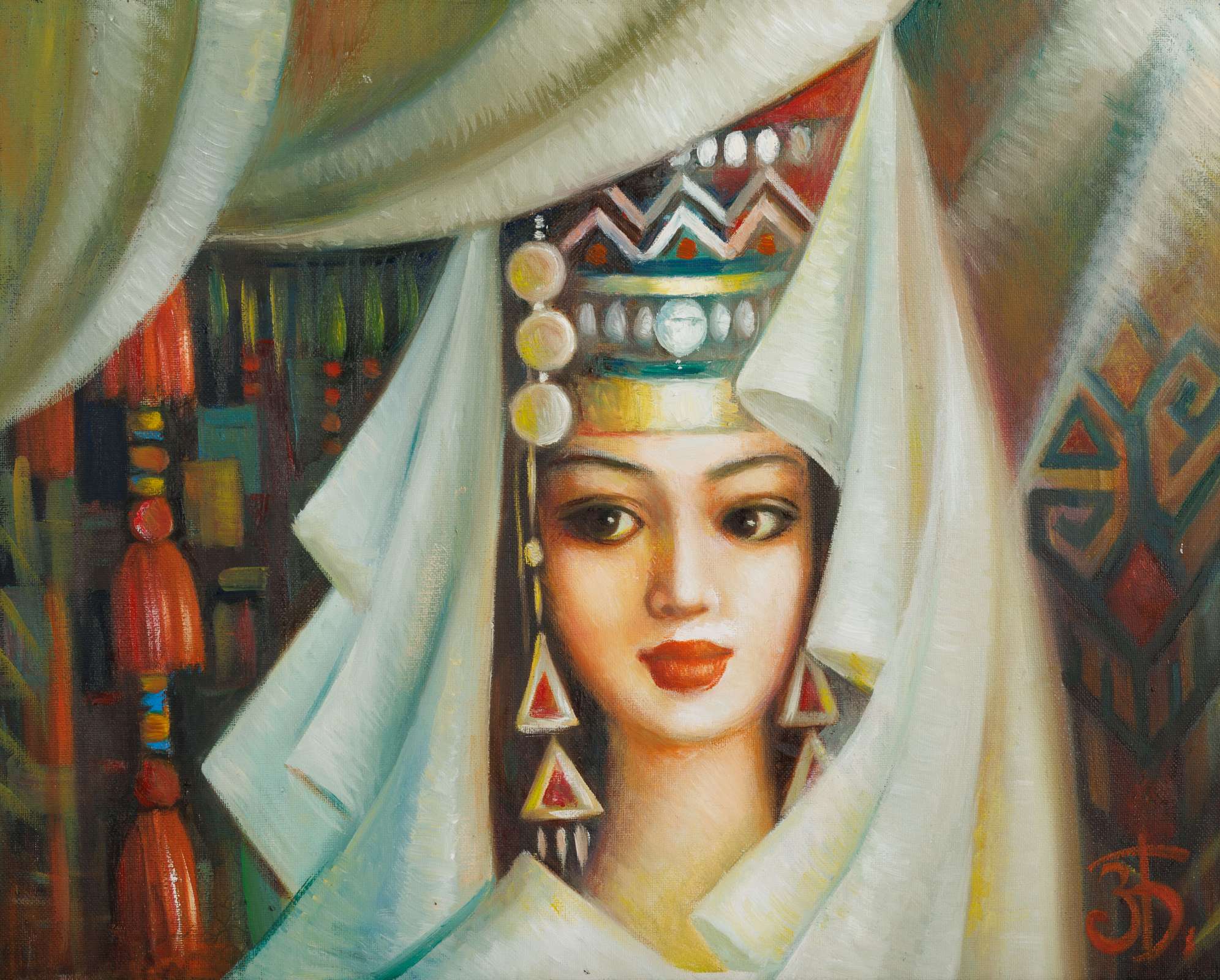 Girl wearing a saukele