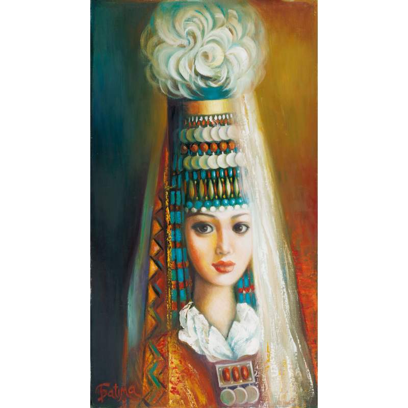 Girl wearing a saukele